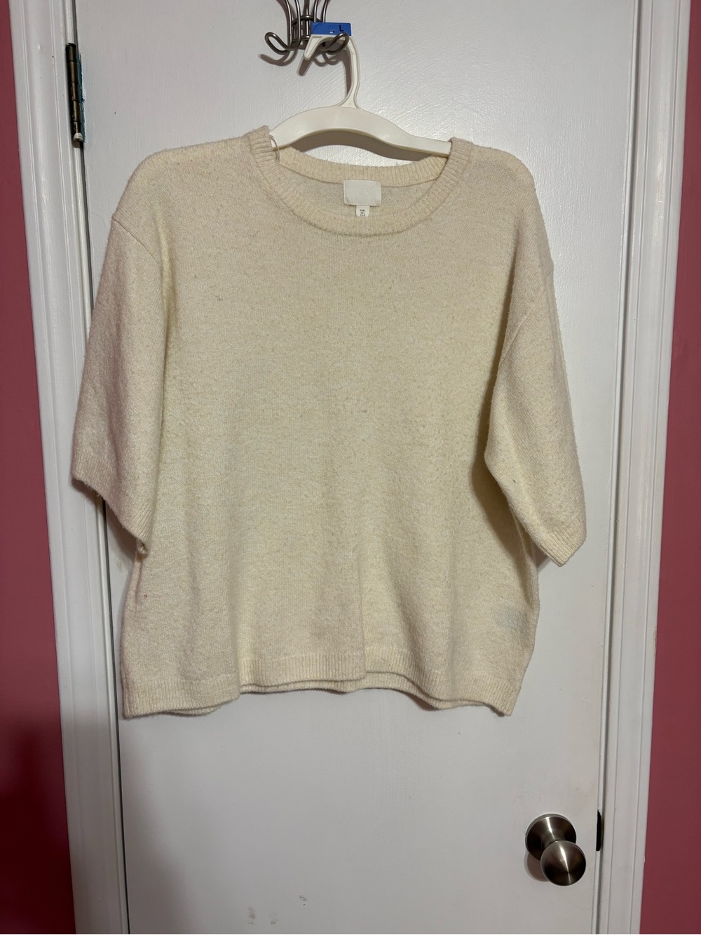 H&M Cream Short-Sleeve Knit Sweater